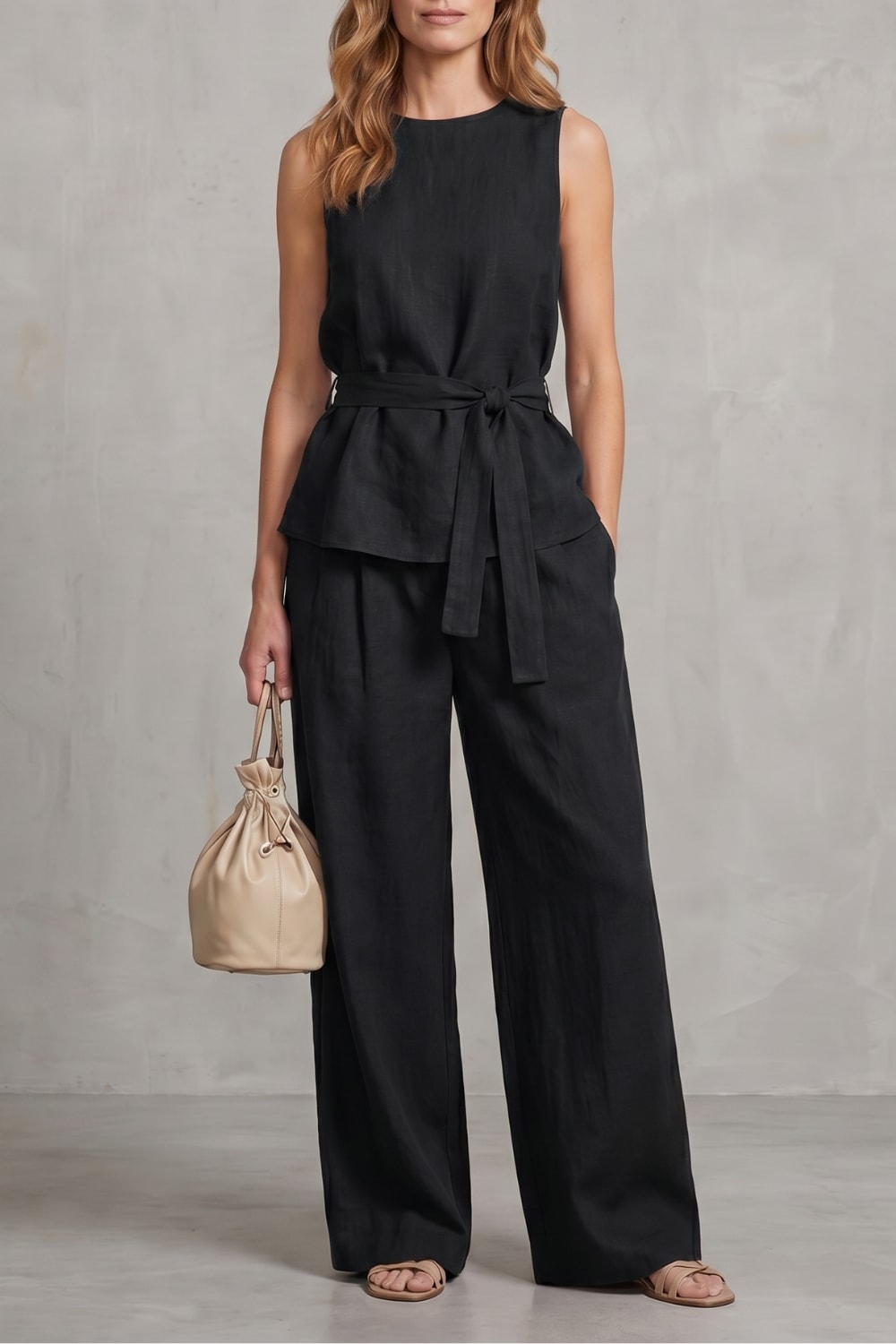 Dana Tie Waist Wide Leg Two Piece Set_9