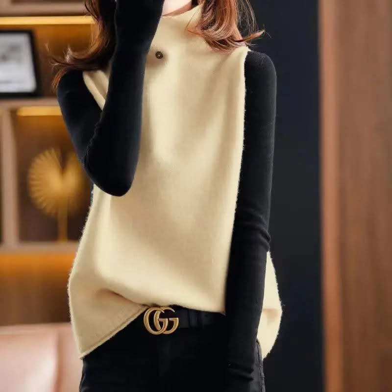 Cerise Sleeveless Mock Neck Sweater Vest_4