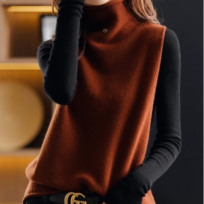 Cerise Sleeveless Mock Neck Sweater Vest_7