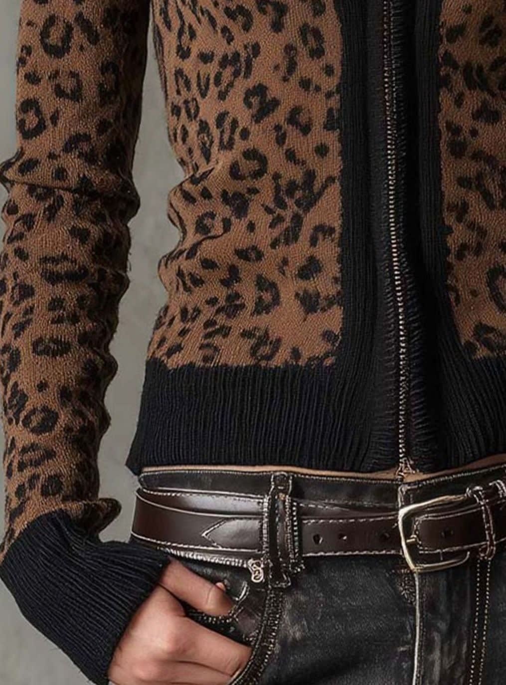 Keira Leopard Print Zip Up Knit Cardigan_2