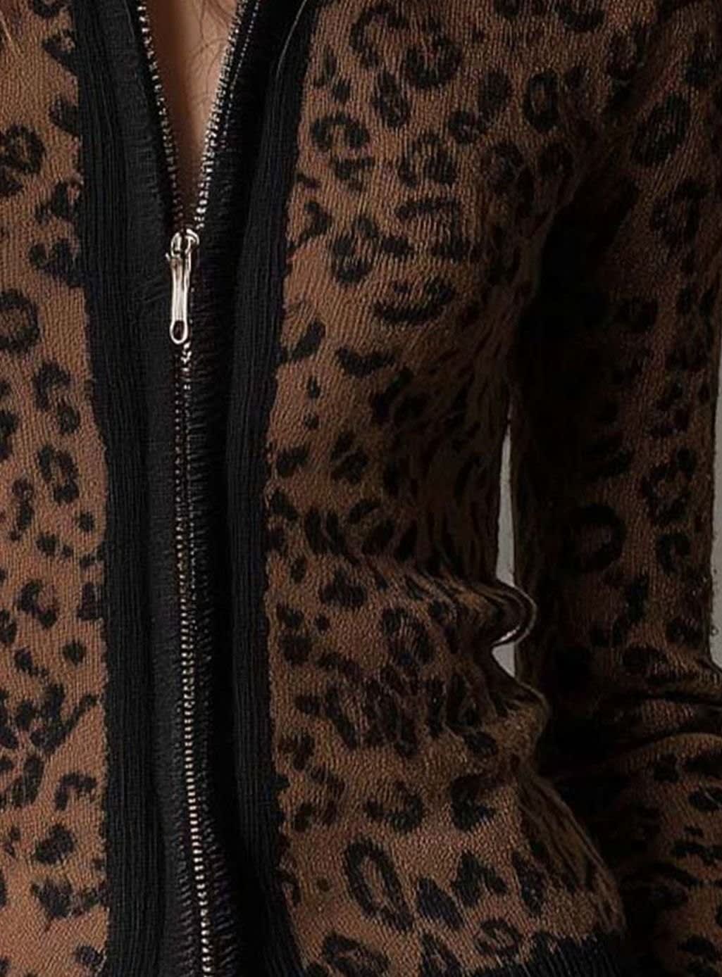 Keira Leopard Print Zip Up Knit Cardigan_4