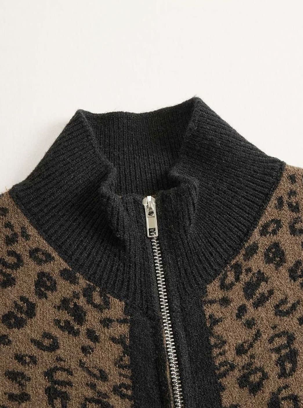 Keira Leopard Print Zip Up Knit Cardigan_7