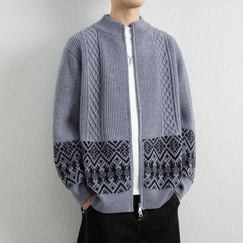 Bennett Nordic Pattern Zip Up Cardigan_10