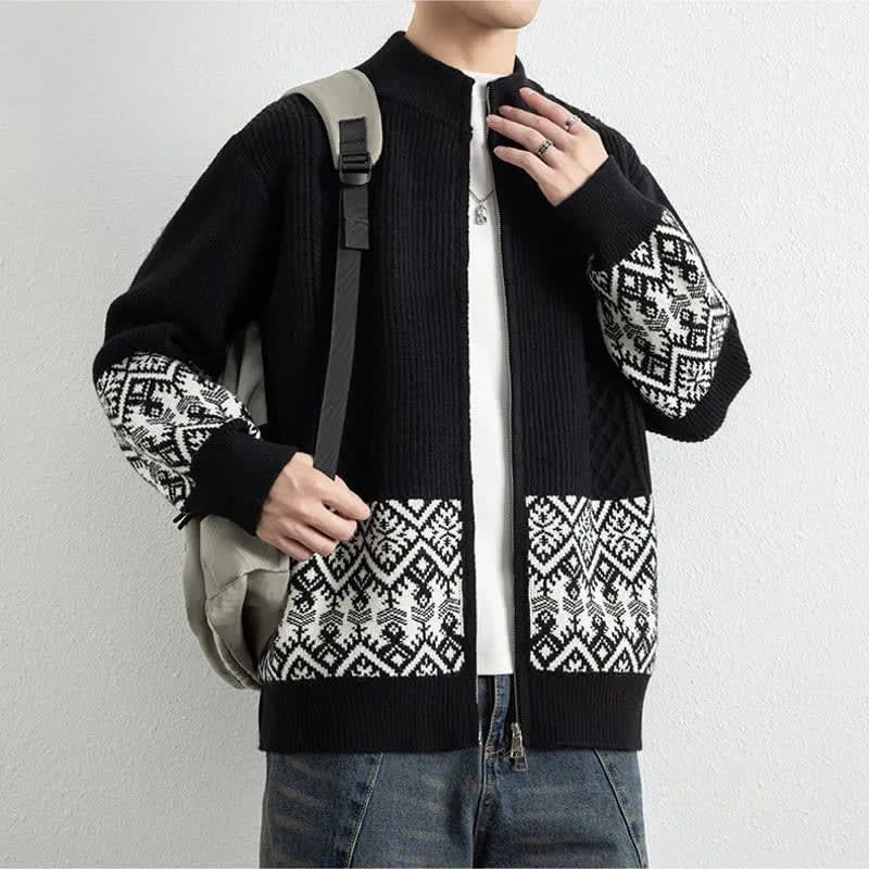 Bennett Nordic Pattern Zip Up Cardigan_1