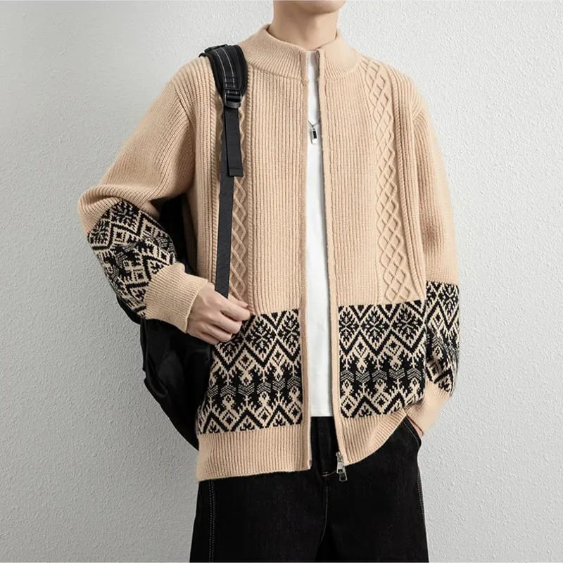 Bennett Nordic Pattern Zip Up Cardigan_2