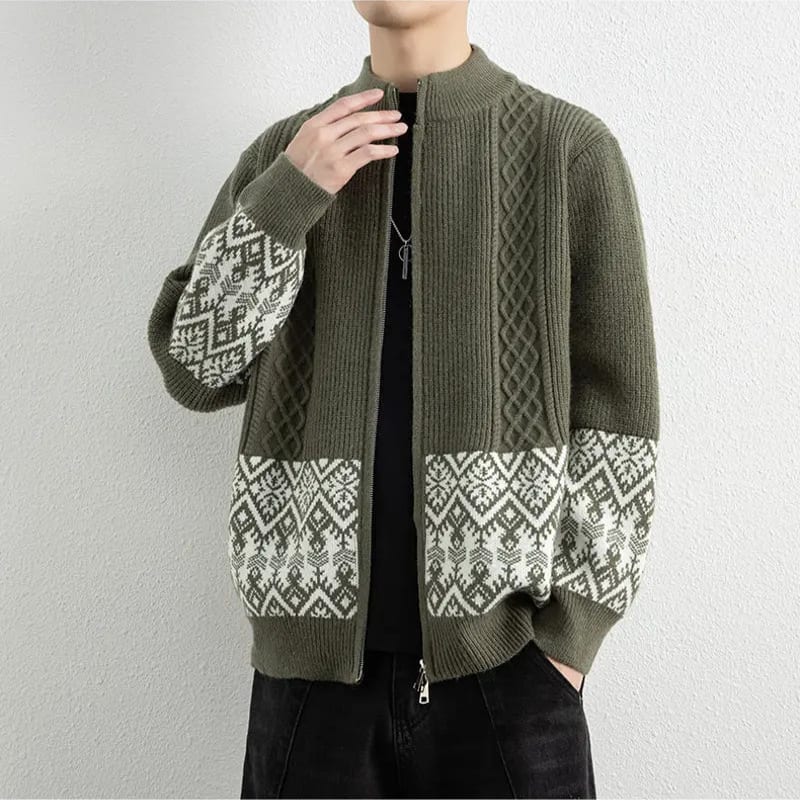 Bennett Nordic Pattern Zip Up Cardigan_3