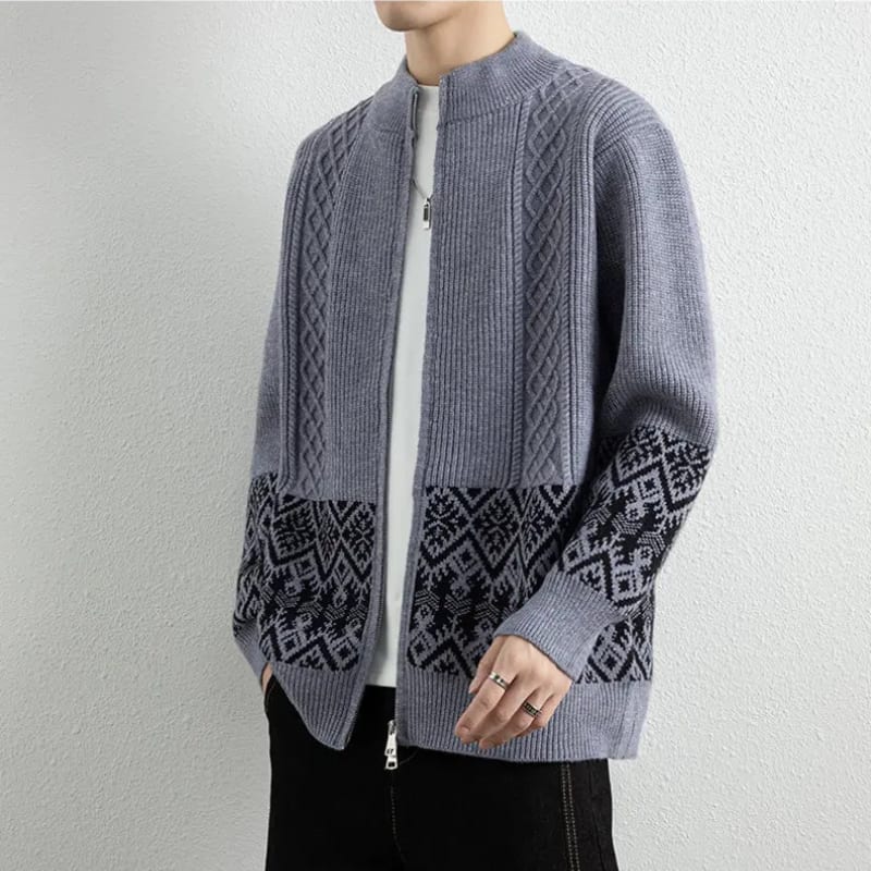 Bennett Nordic Pattern Zip Up Cardigan_5