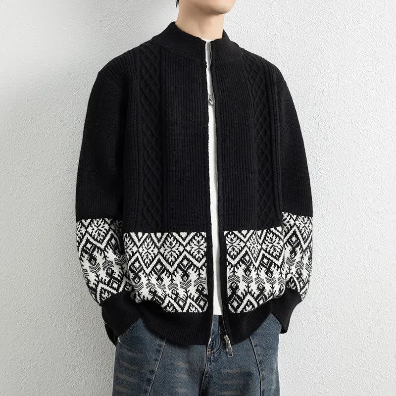 Bennett Nordic Pattern Zip Up Cardigan_6
