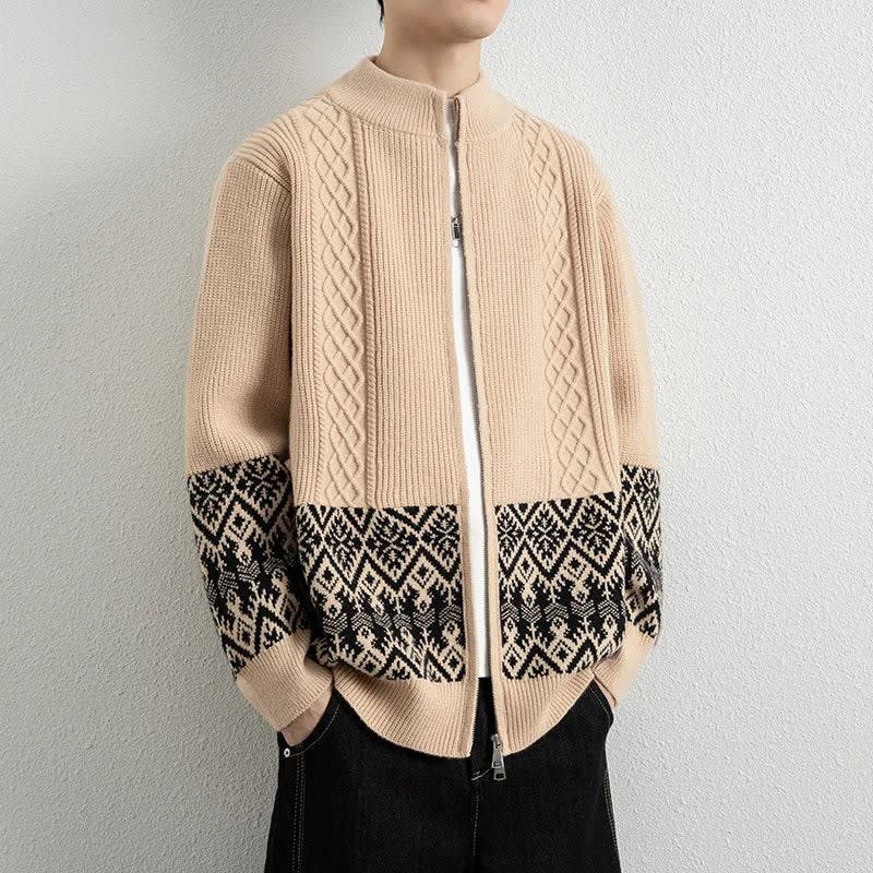 Bennett Nordic Pattern Zip Up Cardigan_7
