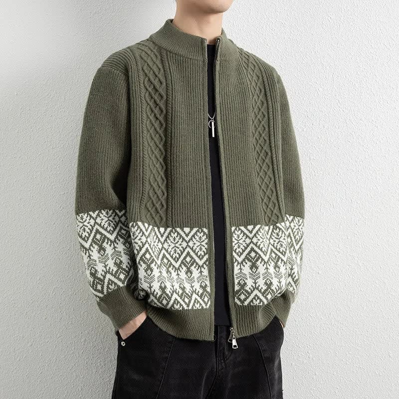 Bennett Nordic Pattern Zip Up Cardigan_8