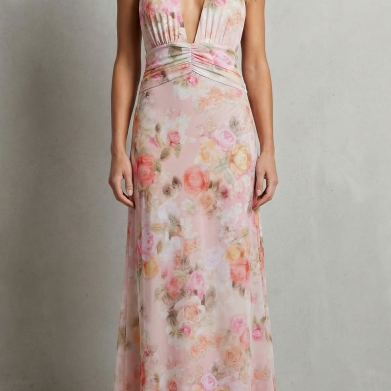 Tiziana Floral Halter Neck Maxi Dress_1
