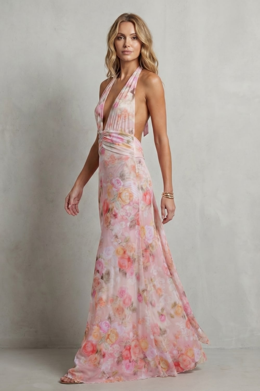 Tiziana Floral Halter Neck Maxi Dress_3