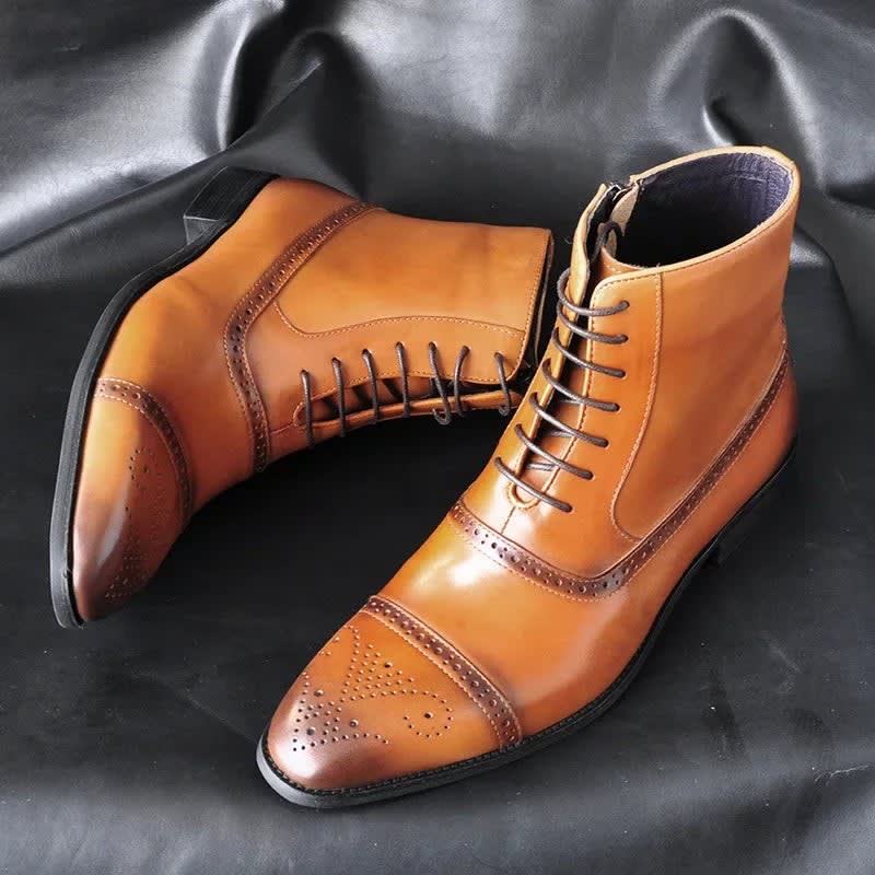 Hal Burnished Leather Brogue Ankle Boots_1