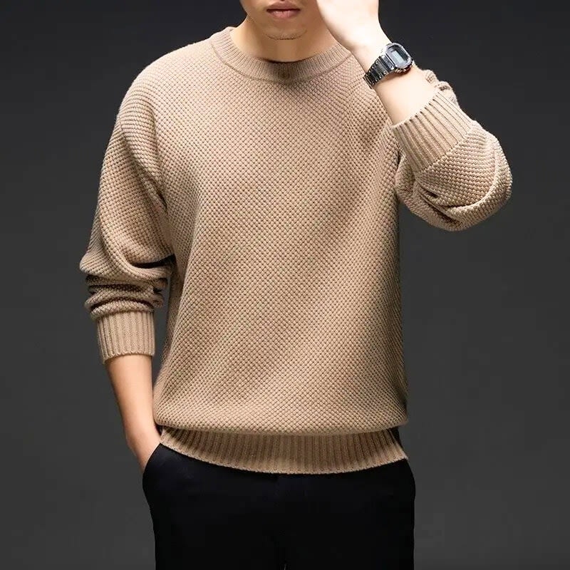 Jensen Waffle Knit Crewneck Sweater_1