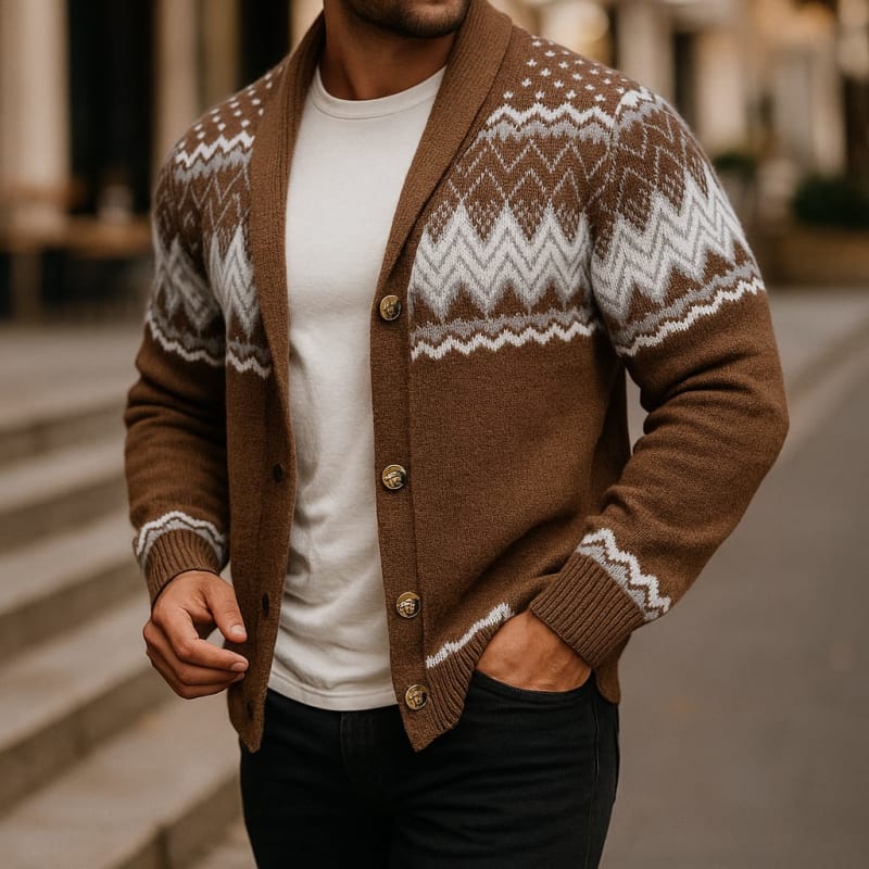 Cole Fair Isle Shawl Collar Cardigan_1