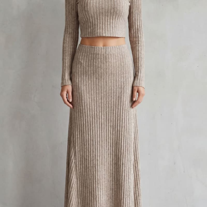 Deanna Ribbed Knit Maxi Skirt Two Piece Set_1