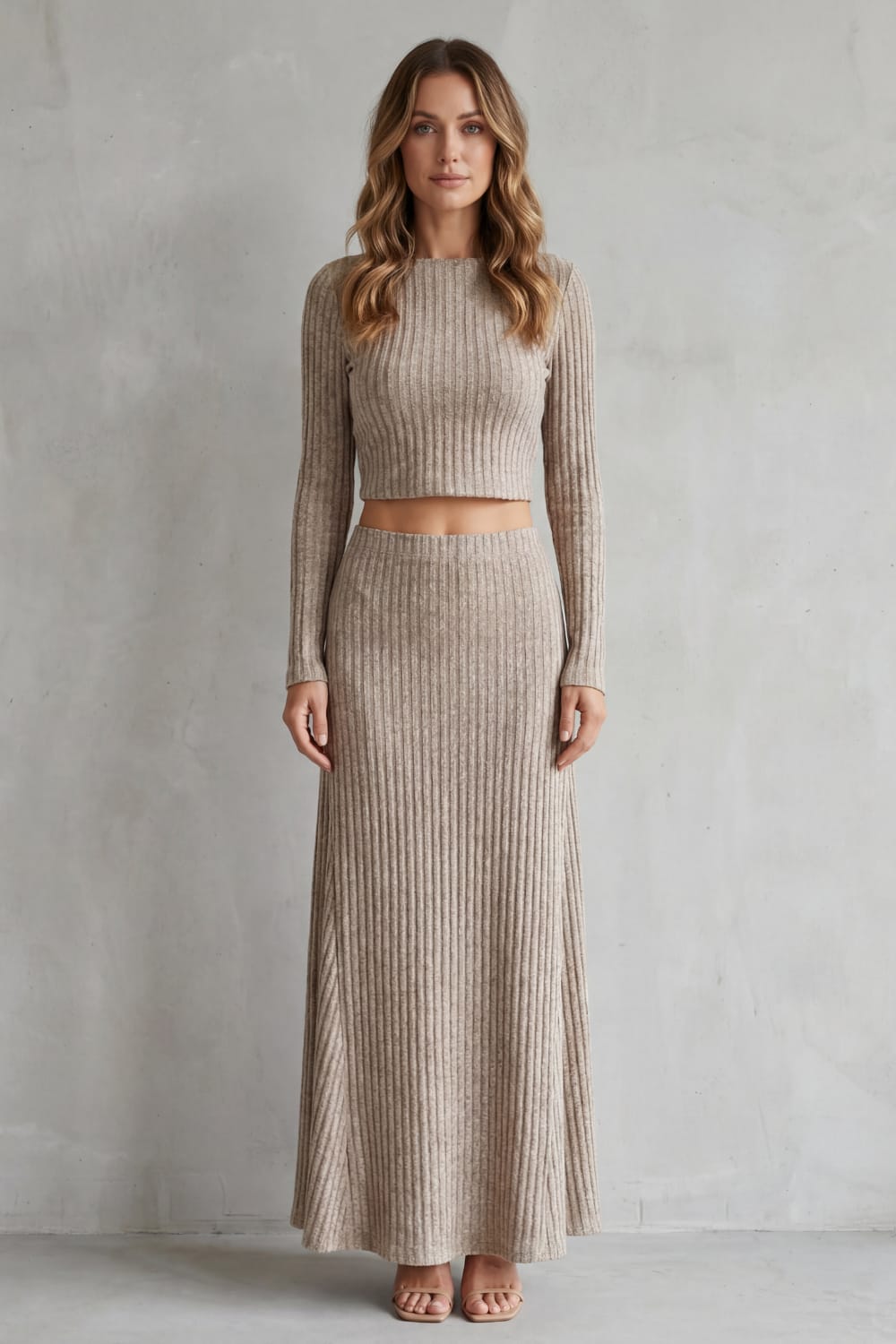 Deanna Ribbed Knit Maxi Skirt Two Piece Set_2
