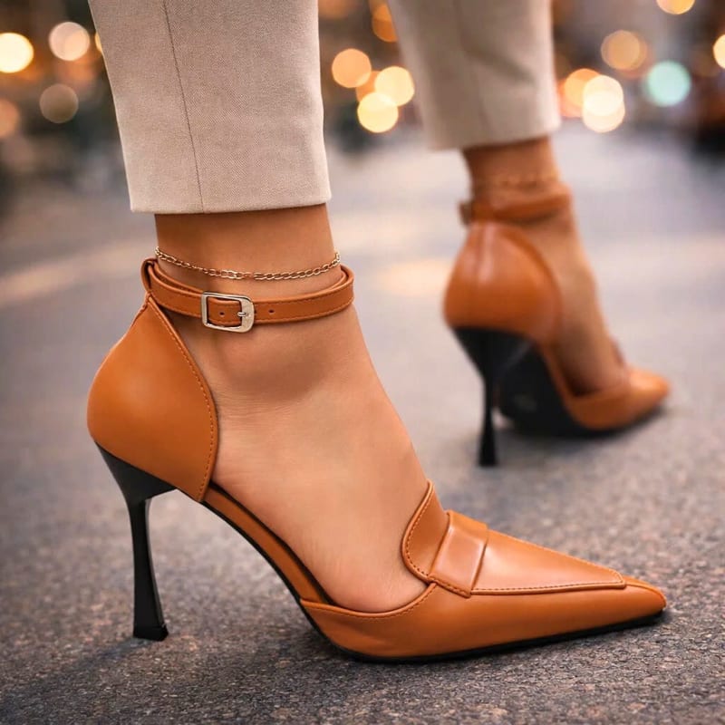 Larissa Pointed Toe Ankle Strap Stiletto Pumps_1