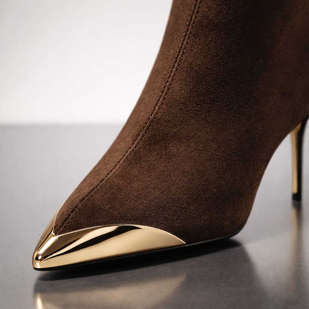 Modesta Gold Toe Cap Stiletto Ankle Boots_3