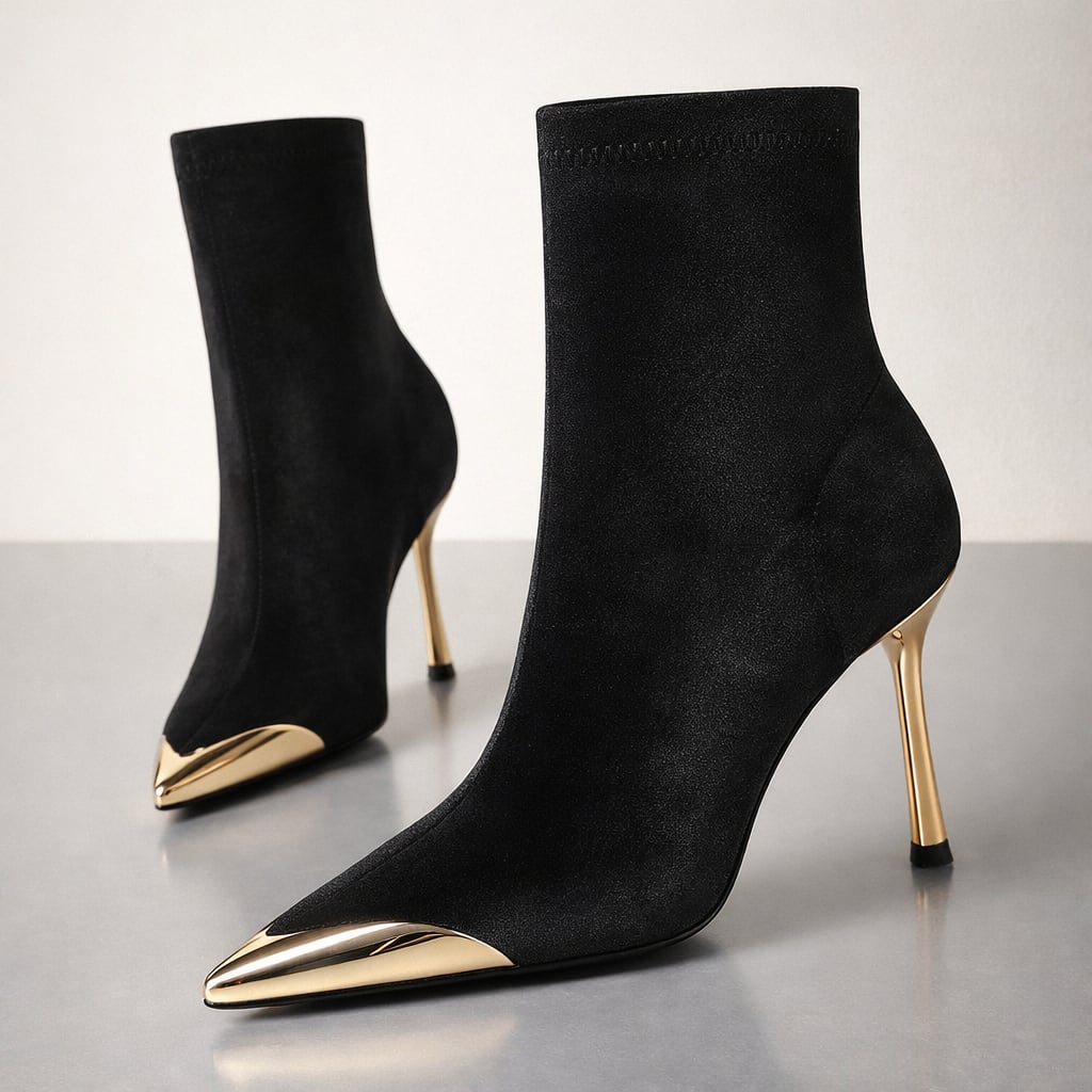 Modesta Gold Toe Cap Stiletto Ankle Boots_4