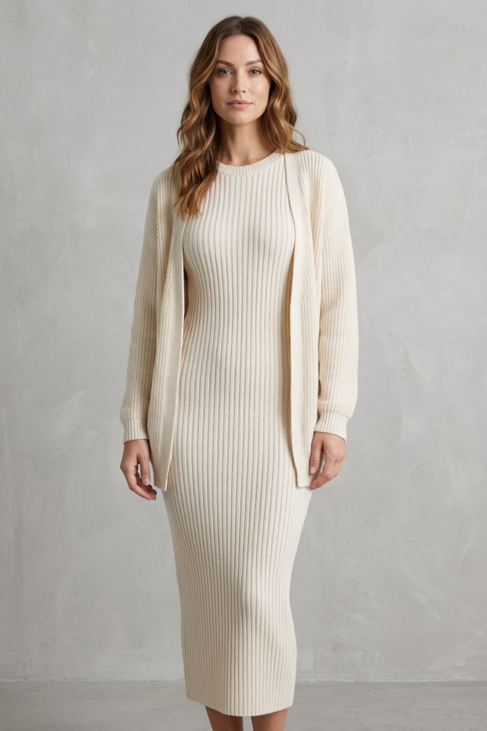 Diana Ribbed Knit Sweater Dress Two Piece Set_2
