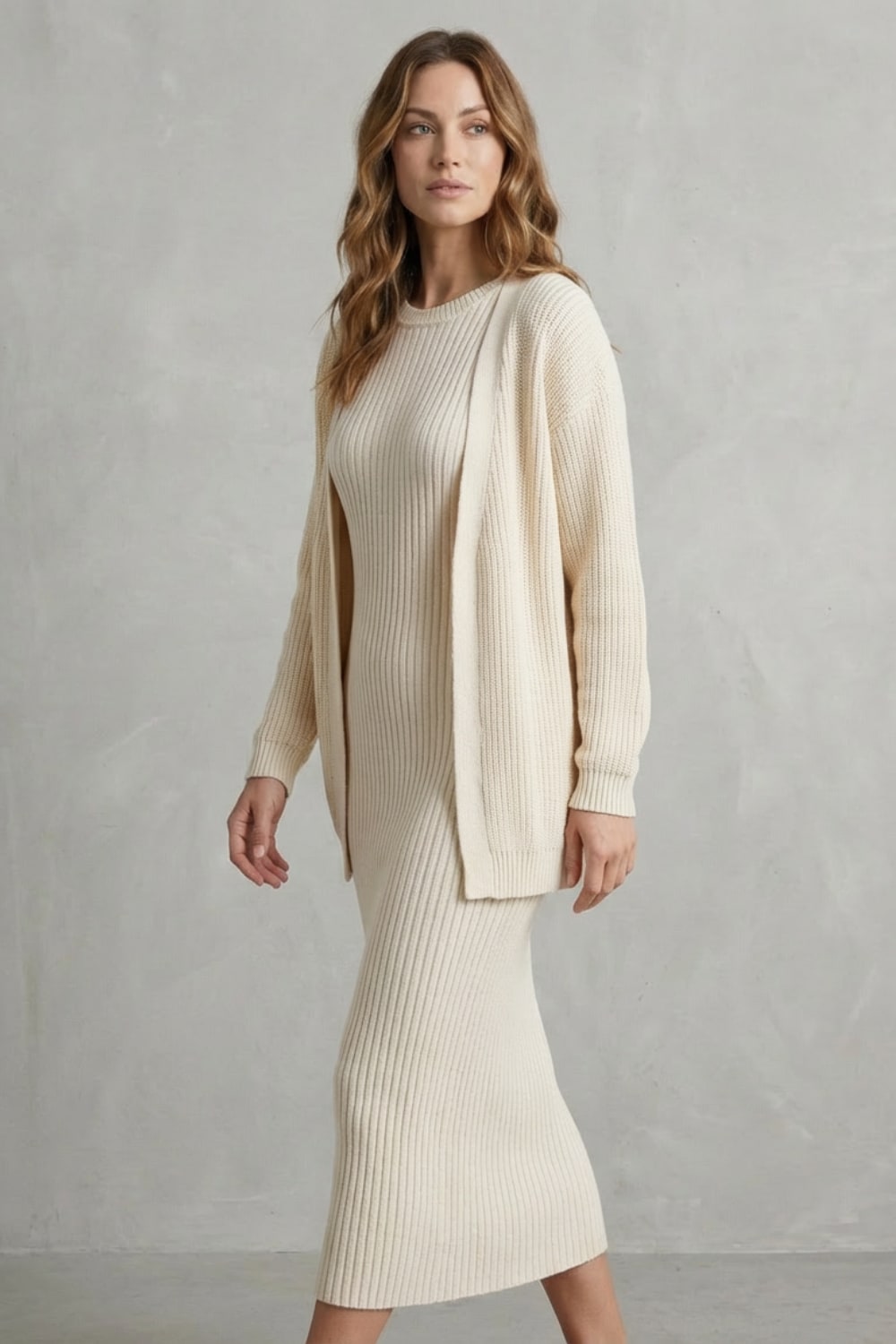 Diana Ribbed Knit Sweater Dress Two Piece Set_3