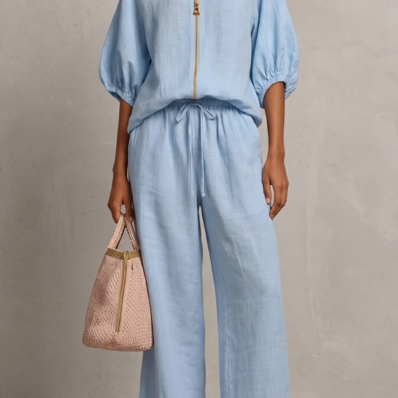 Elena Zip Front Wide Leg Two Piece Set_1