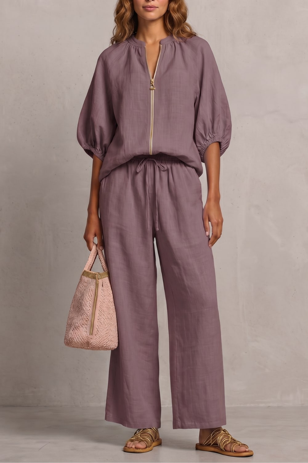 Elena Zip Front Wide Leg Two Piece Set_13
