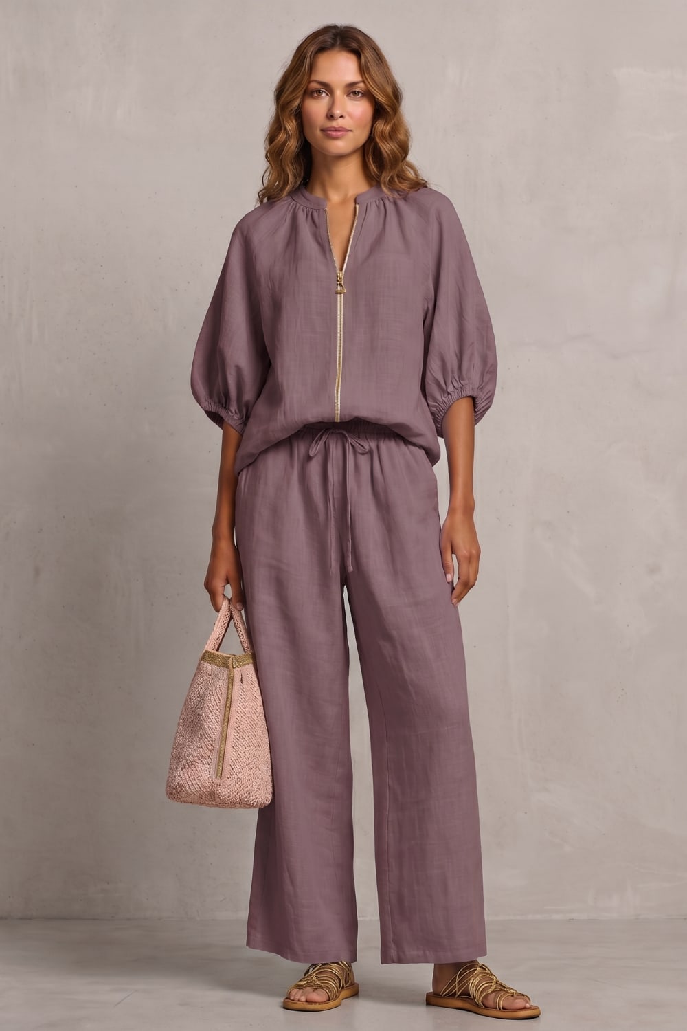 Elena Zip Front Wide Leg Two Piece Set_14