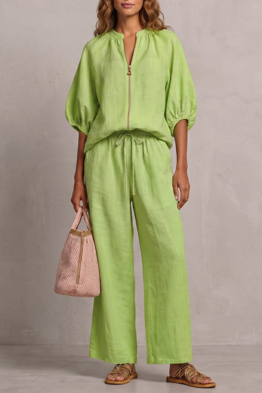 Elena Zip Front Wide Leg Two Piece Set_15