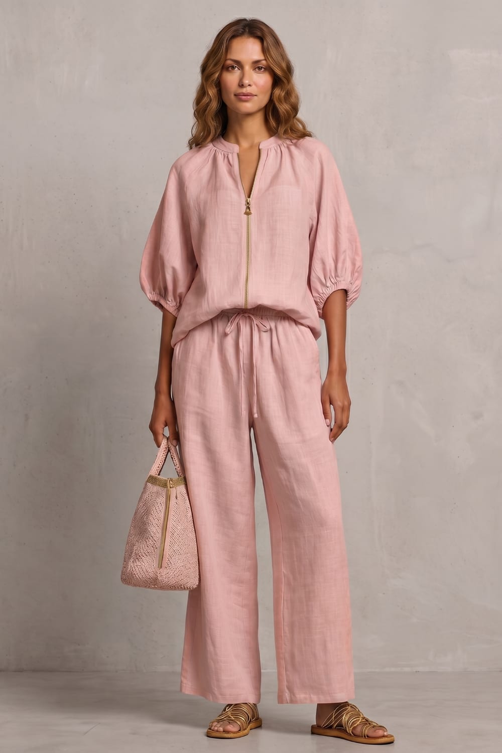 Elena Zip Front Wide Leg Two Piece Set_18