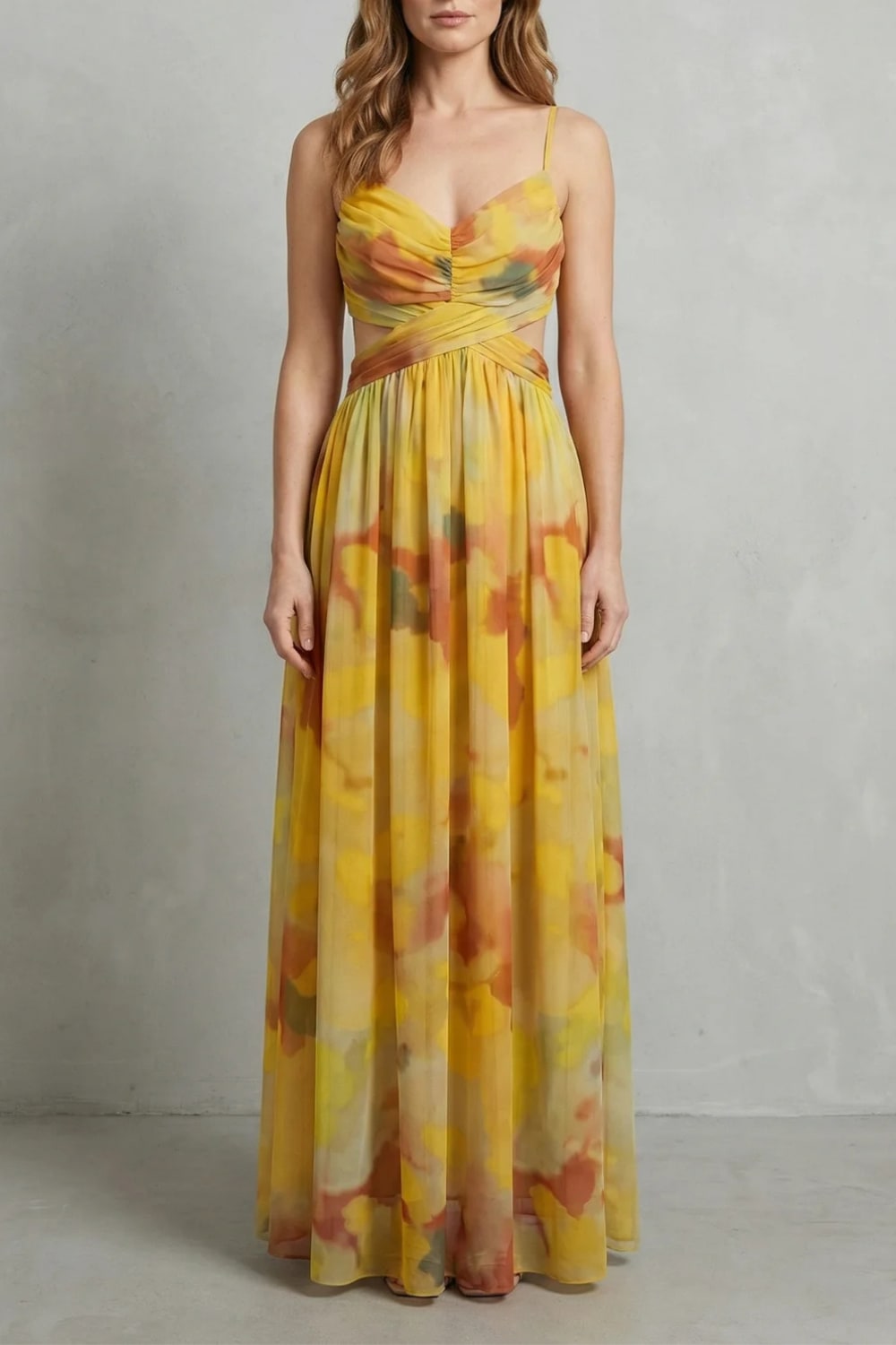 Vanda Watercolor Print Tulle Maxi Dress_11