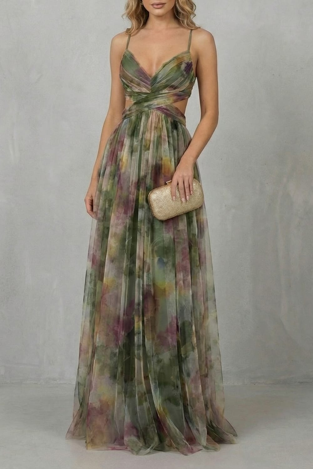 Vanda Watercolor Print Tulle Maxi Dress_5