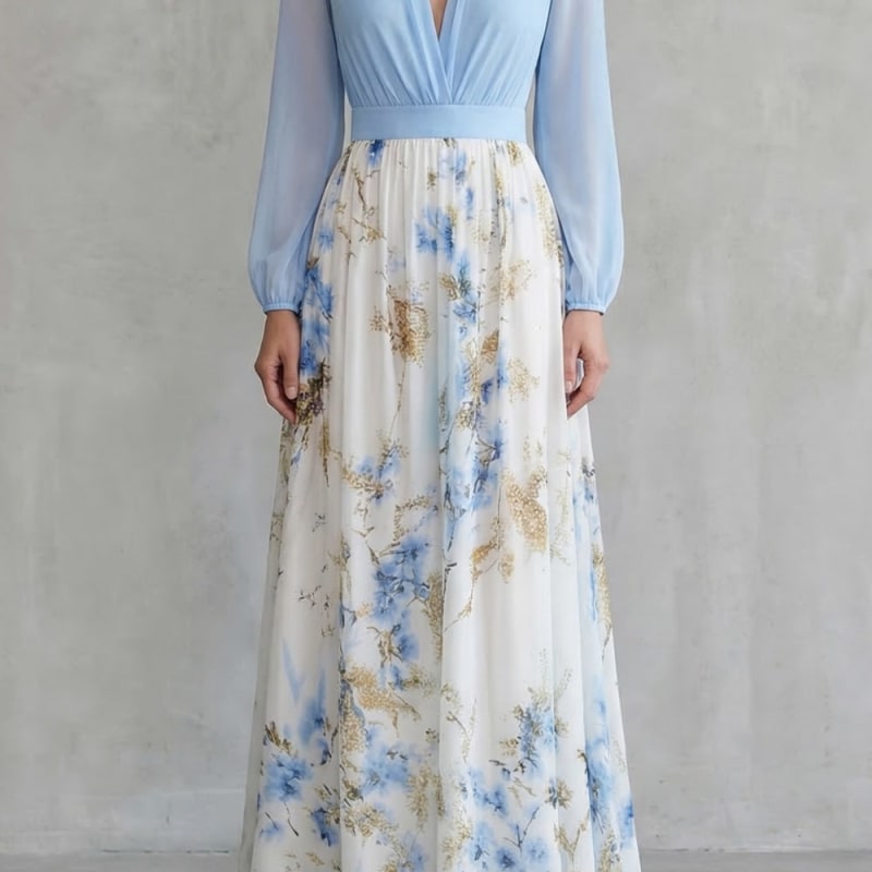 Zoraida Floral Chiffon Maxi Dress_1