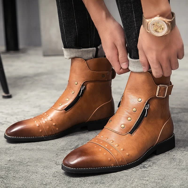 Axel Studded Leather Ankle Boots_8