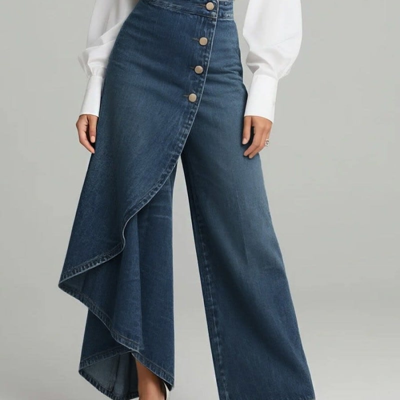 Saveria Asymmetric Wrap Wide Leg Jeans_1