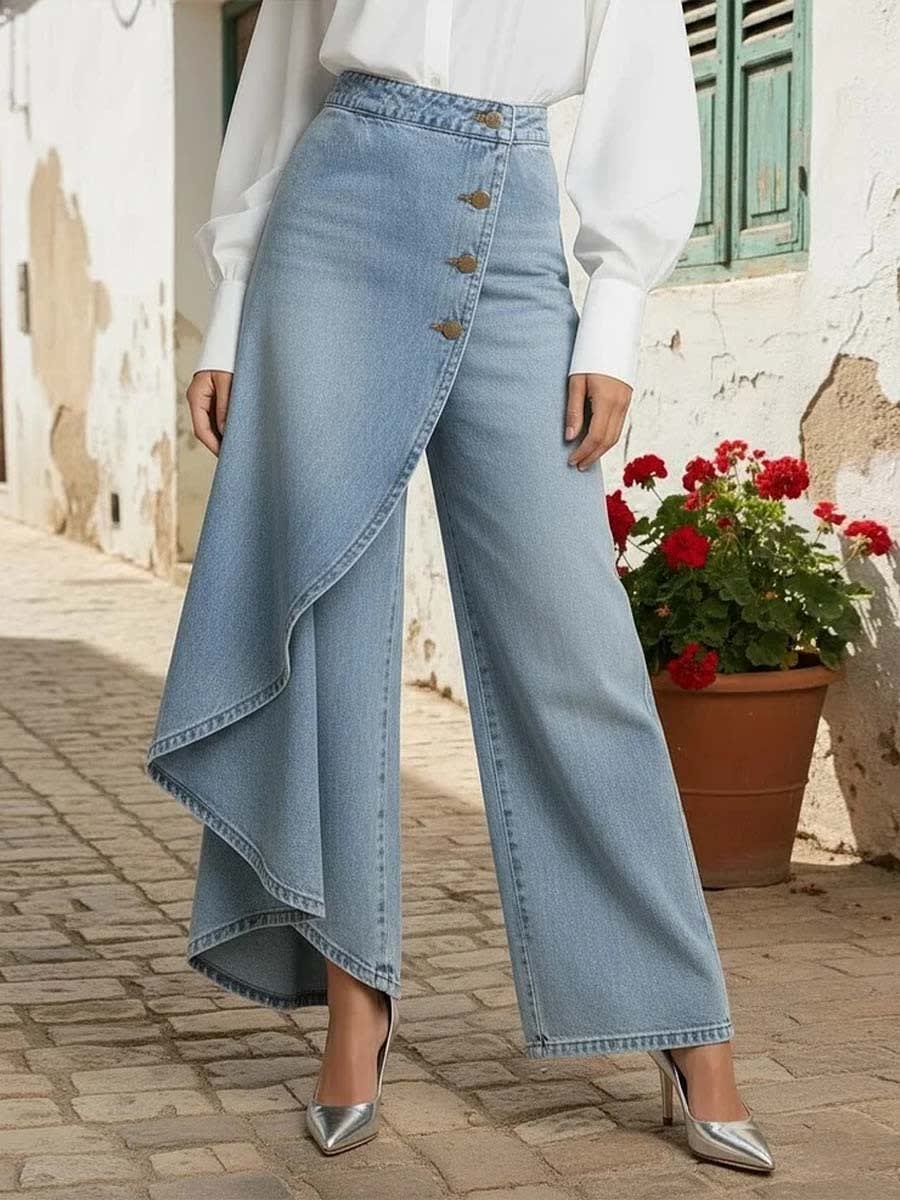 Saveria Asymmetric Wrap Wide Leg Jeans_9