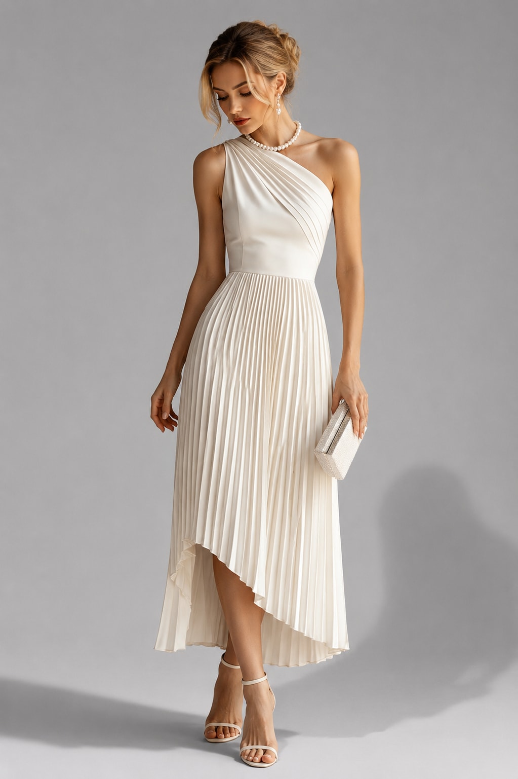 Viviana One Shoulder Pleated Midi Dress_4