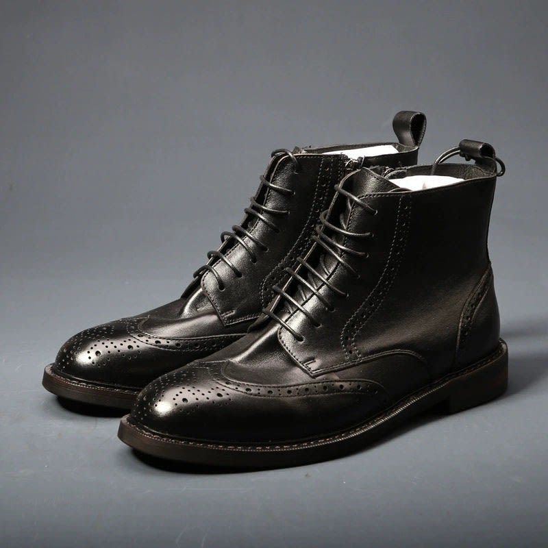 Hector Genuine Leather Wingtip Brogue Boots_2