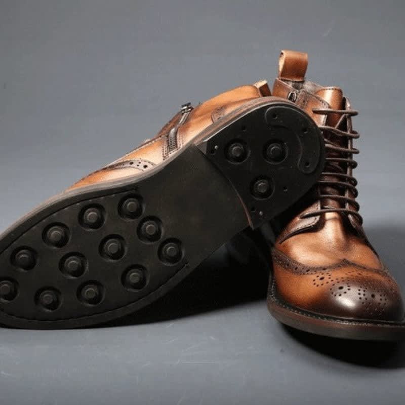 Hector Genuine Leather Wingtip Brogue Boots_4