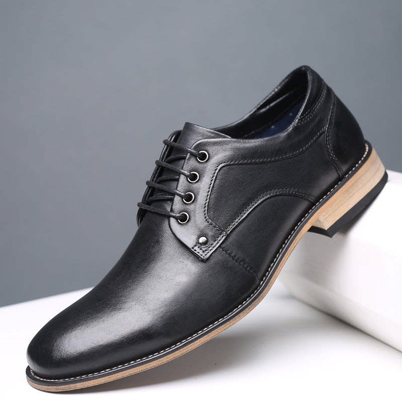 Henry Burnished Leather Plain Toe Derby Shoes_2