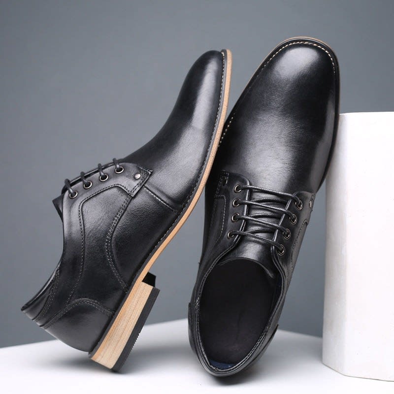 Henry Burnished Leather Plain Toe Derby Shoes_4