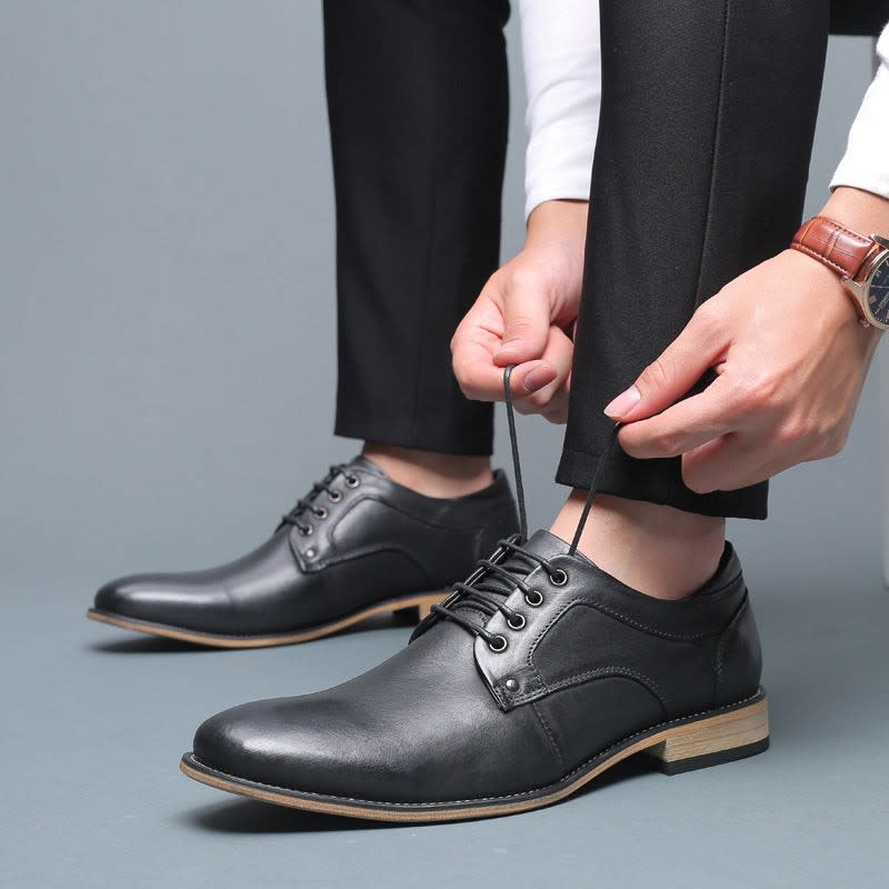 Henry Burnished Leather Plain Toe Derby Shoes_5
