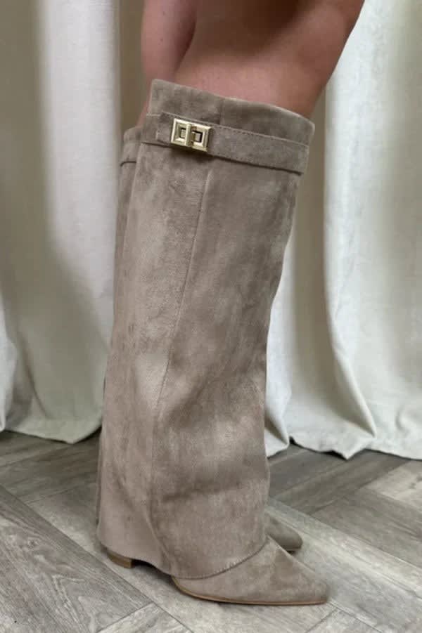 Fiorenza Pointed Toe Fold Over Knee High Boots_2