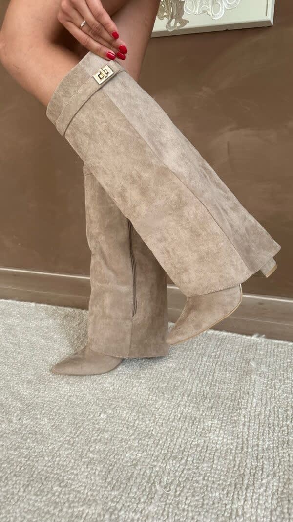 Fiorenza Pointed Toe Fold Over Knee High Boots_3