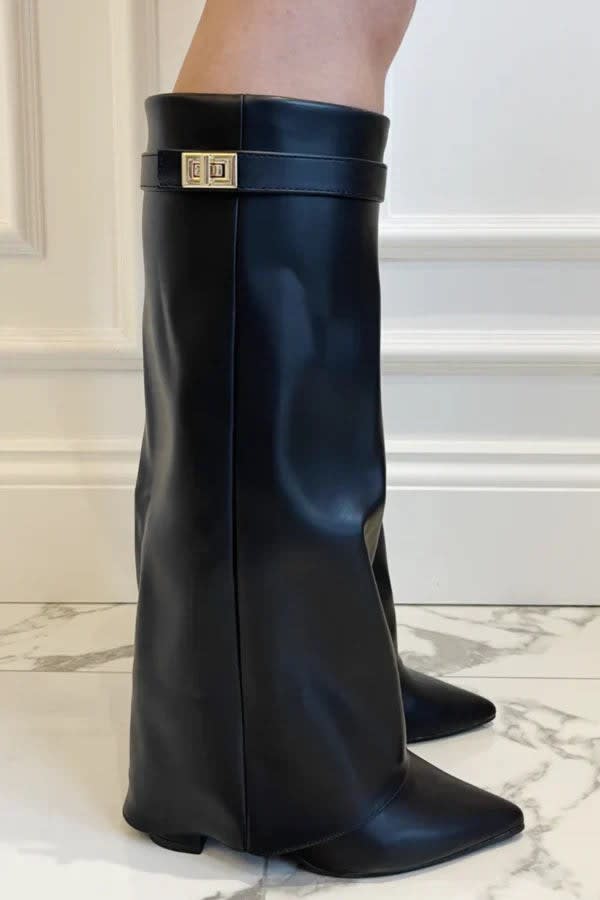 Fiorenza Pointed Toe Fold Over Knee High Boots_8