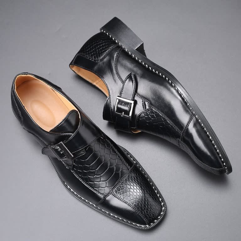 Grant Croc Embossed Monk Strap Shoes_13