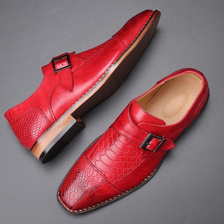 Grant Croc Embossed Monk Strap Shoes_17