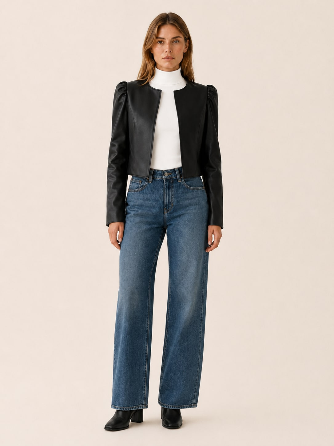 Anouk Cropped Puff Sleeve Faux Leather Jacket_6
