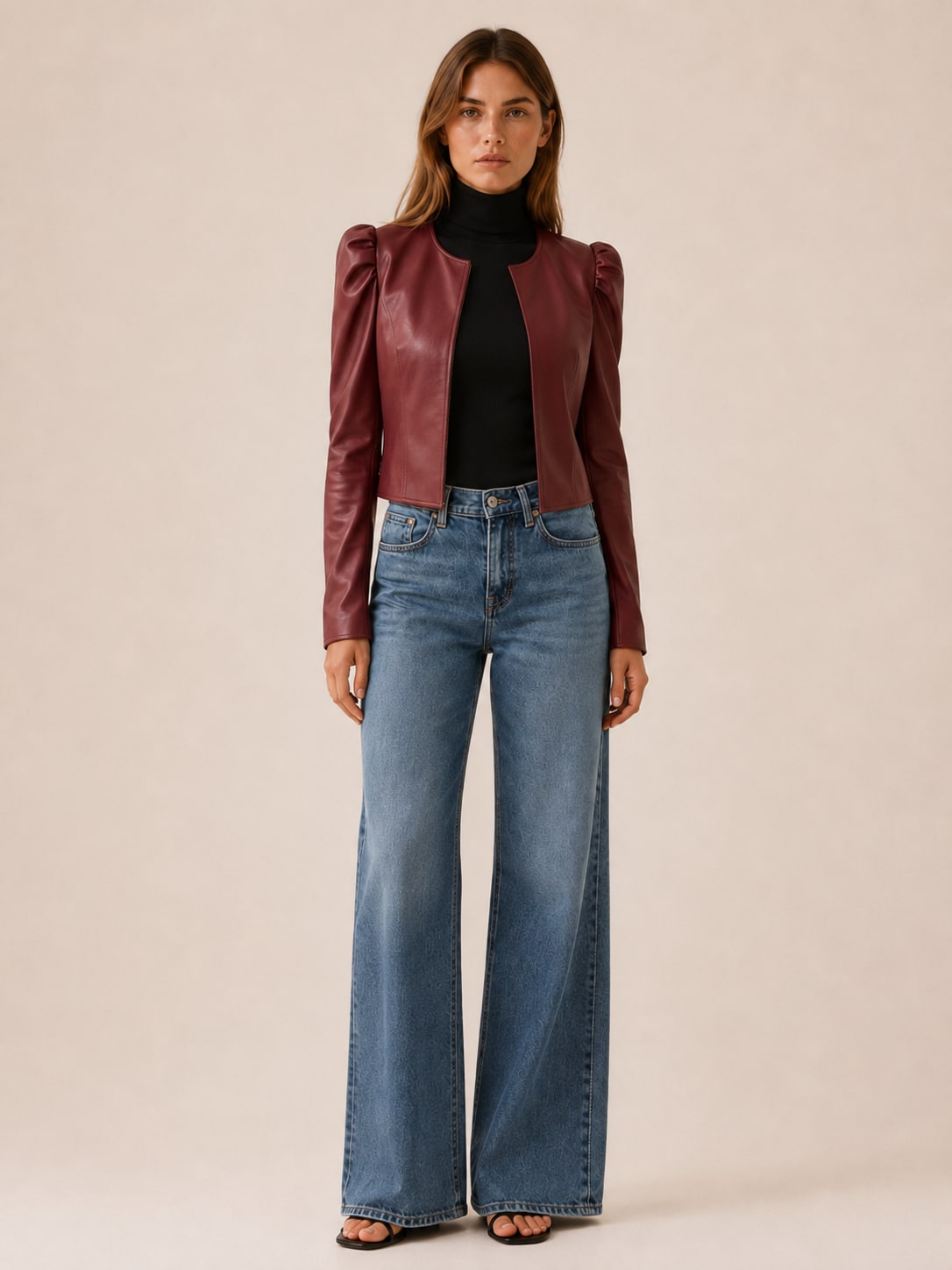Anouk Cropped Puff Sleeve Faux Leather Jacket_7